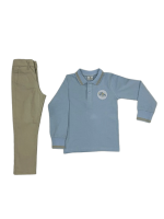 م  روضه 135 طقم 2قطعه  بنطلون بيج  + تي ئشيرت   كم طويل  تمهيدي ولادي - Image 2