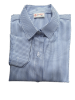 ⁦قميص سموي غامق مقلم متوسط ثانوي⁩ - الصورة ⁦2⁩